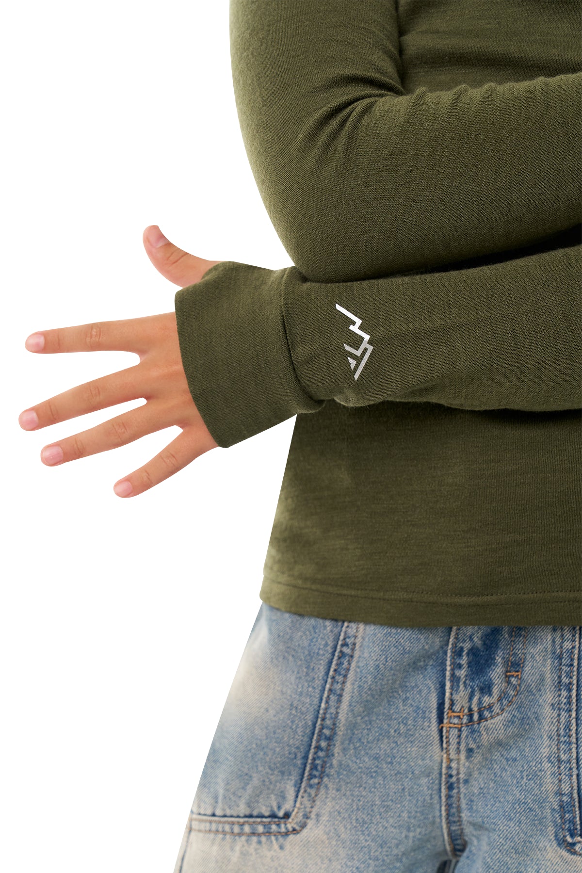Kids' Merino Half Zip Long Sleeve 250 Dark Olive — view 4