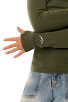 Kids' Merino Half Zip Long Sleeve 250 Dark Olive — view 4