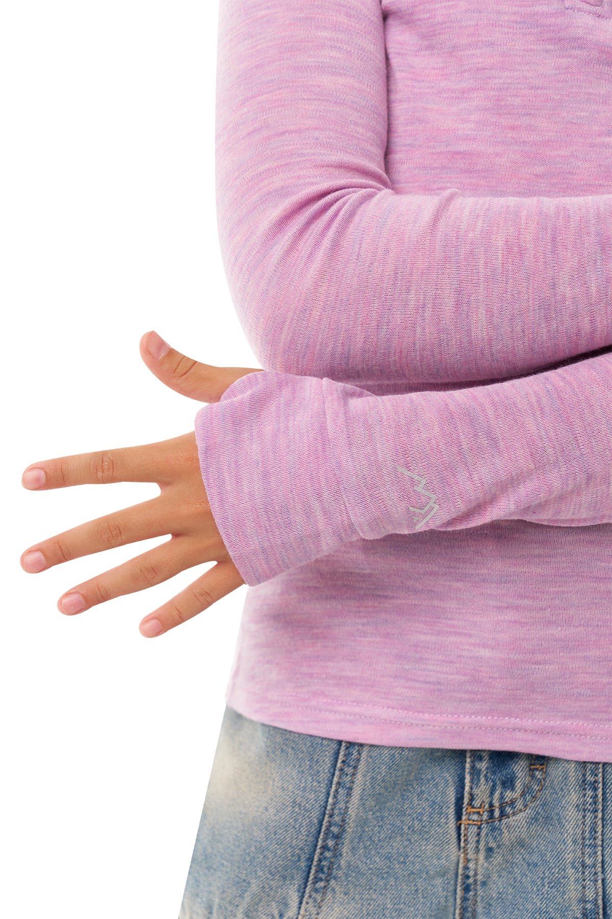 Kids' Merino Half Zip Long Sleeve 250 Heather Lilac — view 5