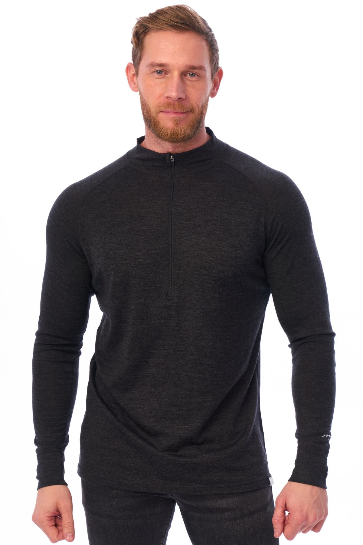 Men's Merino Half Zip Long Sleeve 165 Charcoal Grey - S
