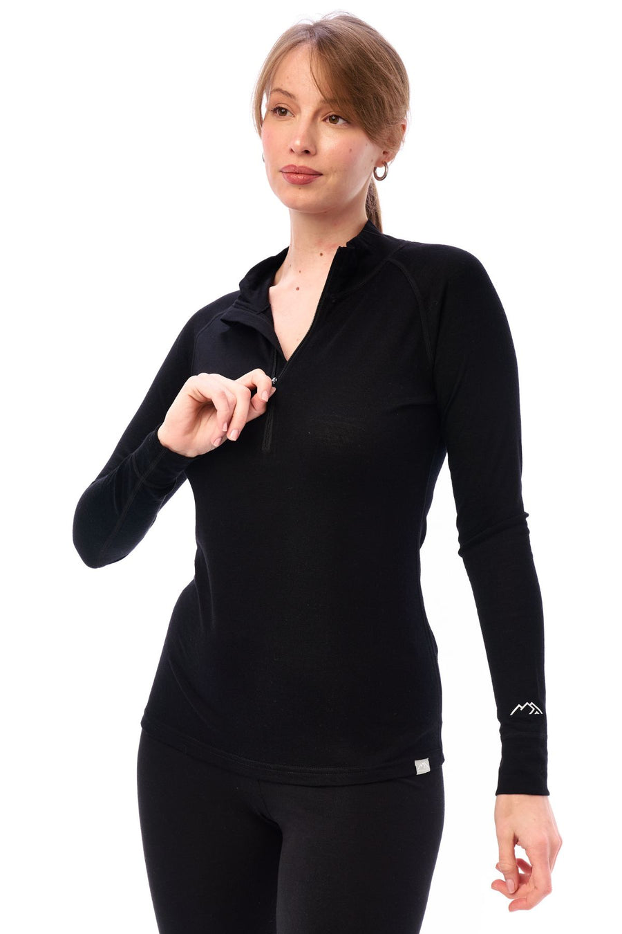 Women's Merino Half Zip Long Sleeve 165 Black — view 3