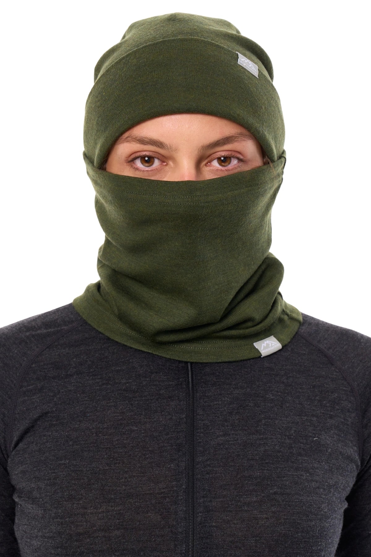 Adult Beanie Army Green + Gaiter — view 3