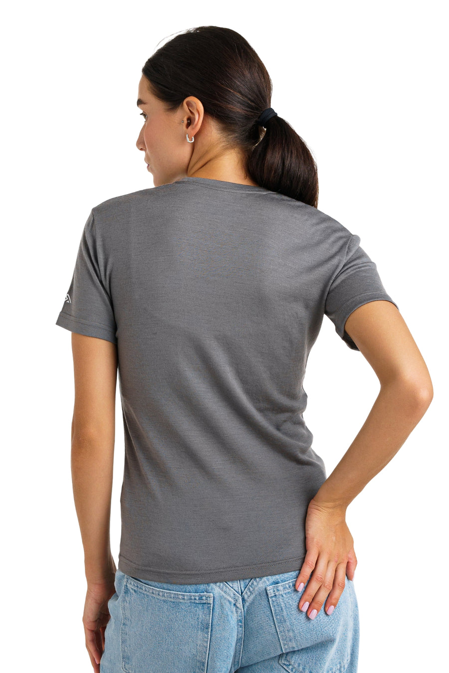 Women's Merino T-shirt 180 Perfect Grey Crewneck with socks — view 3