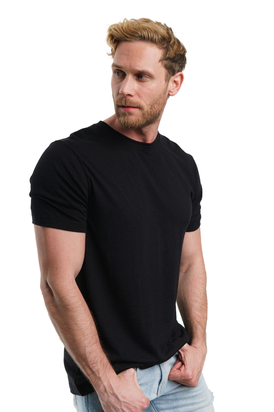 Men's Merino T-shirt 180 Black Ink with socks — view 3