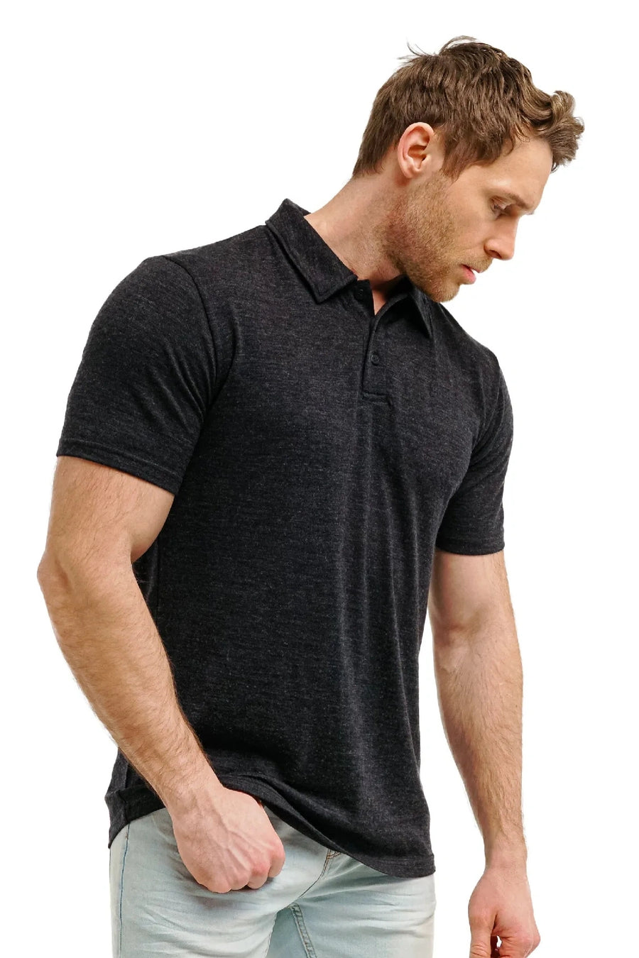 Men's Merino Polo 180 Black Melange — view 3