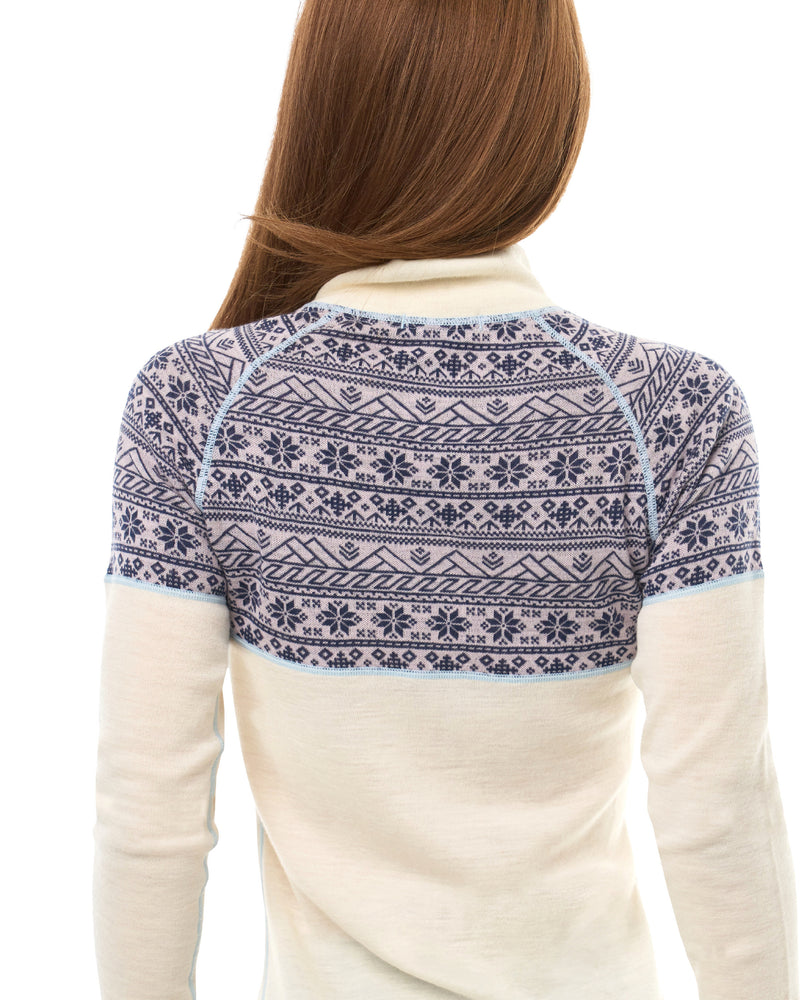 Snowflake – Navy on Cream, back