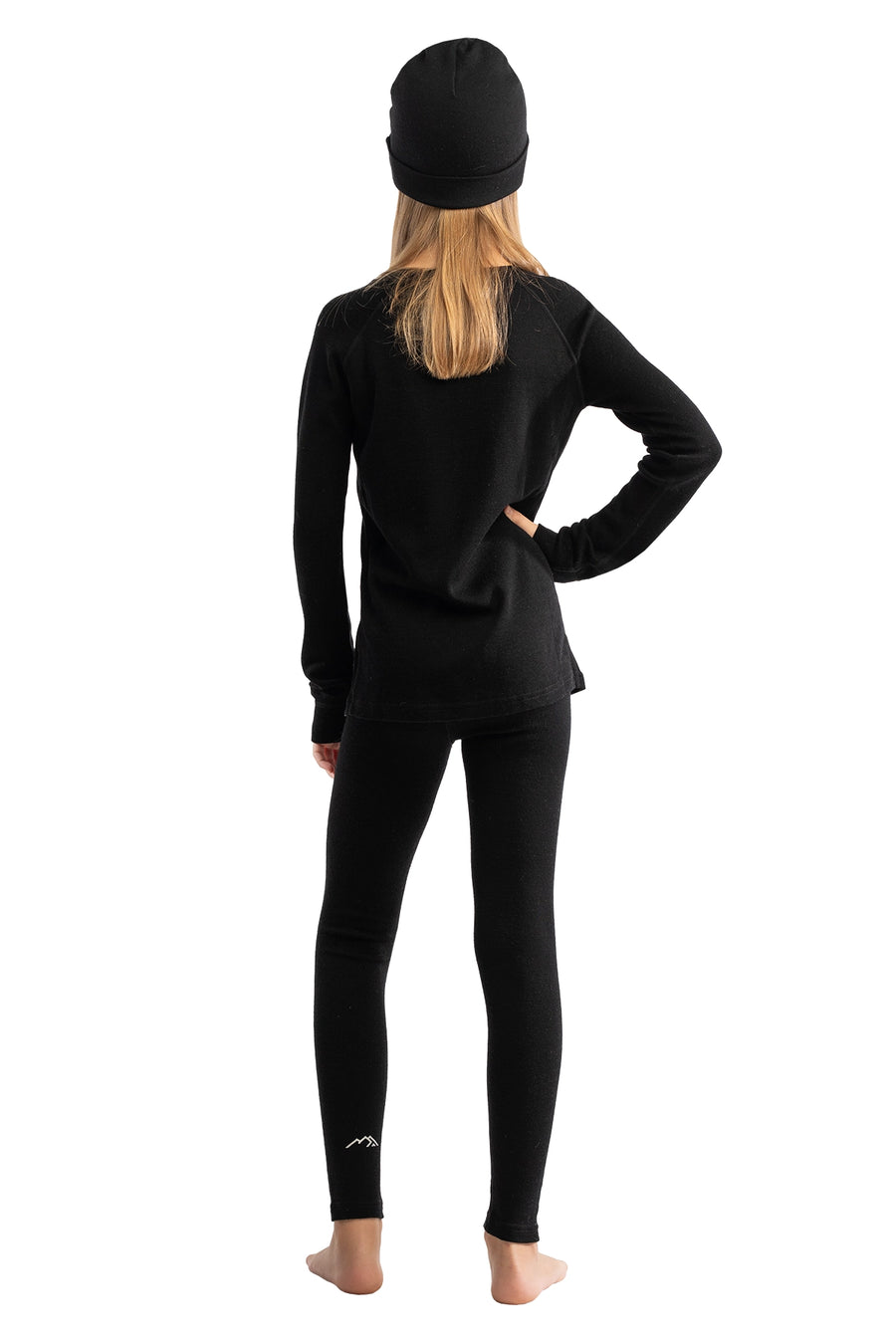 Kids' Merino Set Black + Black Beanie — view 2