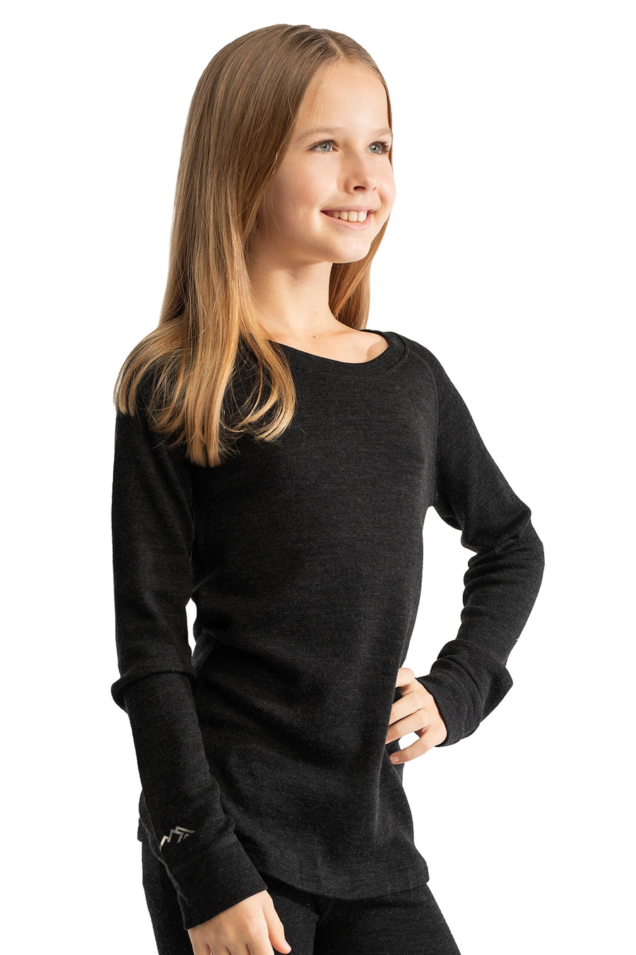 Kids' Merino Wool Long Sleeve 250 Charcoal Grey — view 3
