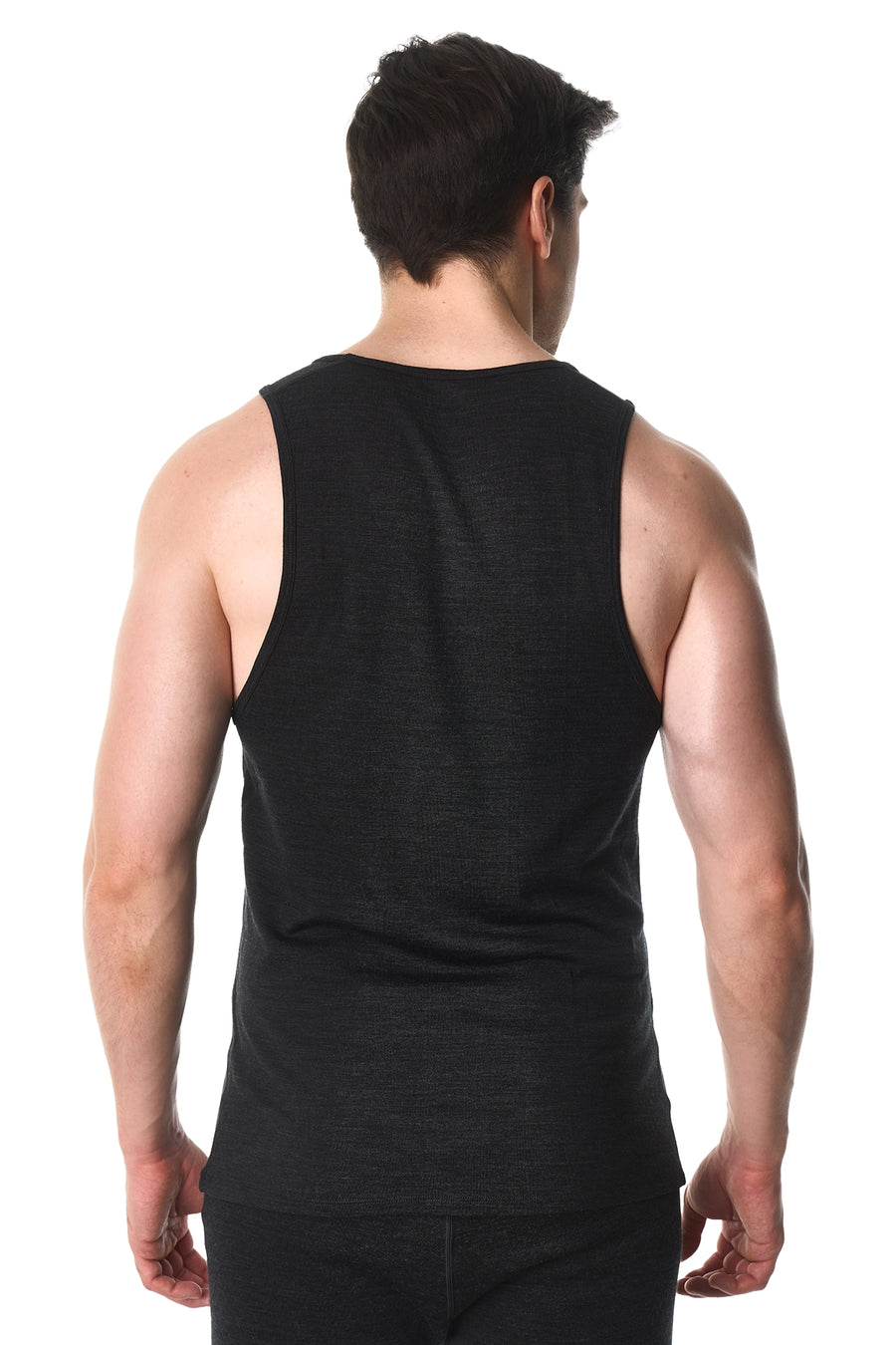 Men's Merino Wool Tank Top A-Shirt Charcoal Grey — view 2