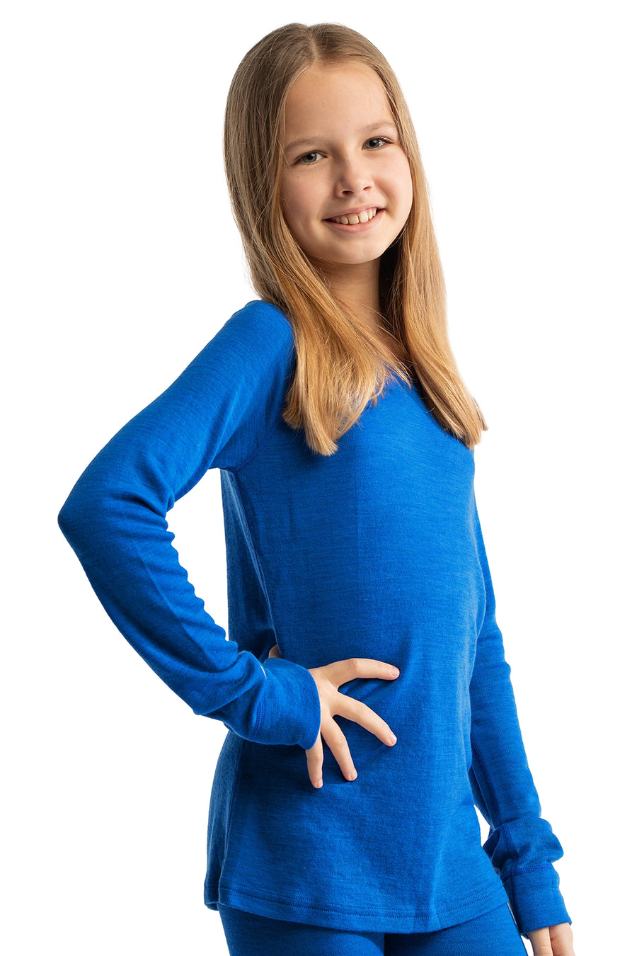 Kids' Merino Wool Long Sleeve 250 Cobalt Blue — view 3