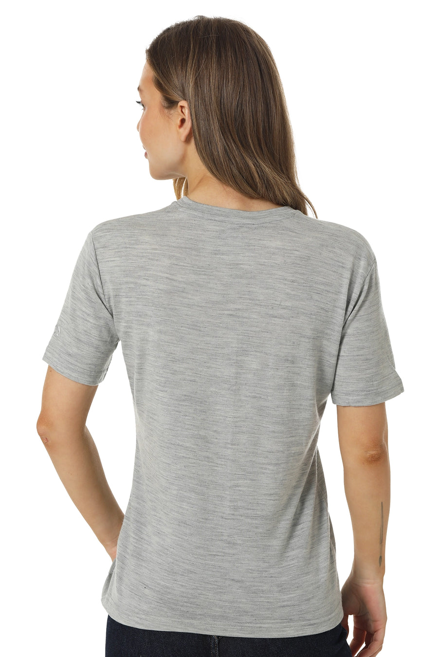 Women's Merino T-shirt 180 Heather Grey Crewneck — view 5