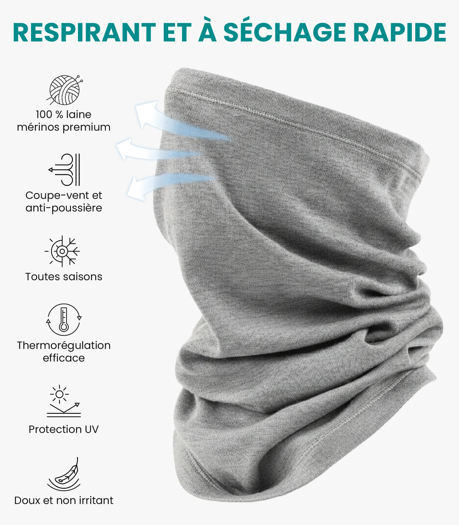 Merino Neck Gaiter 165 Heathered Grey