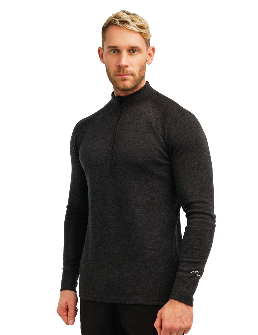 Men's Merino Half Zip Long Sleeve 250 Charcoal Gray