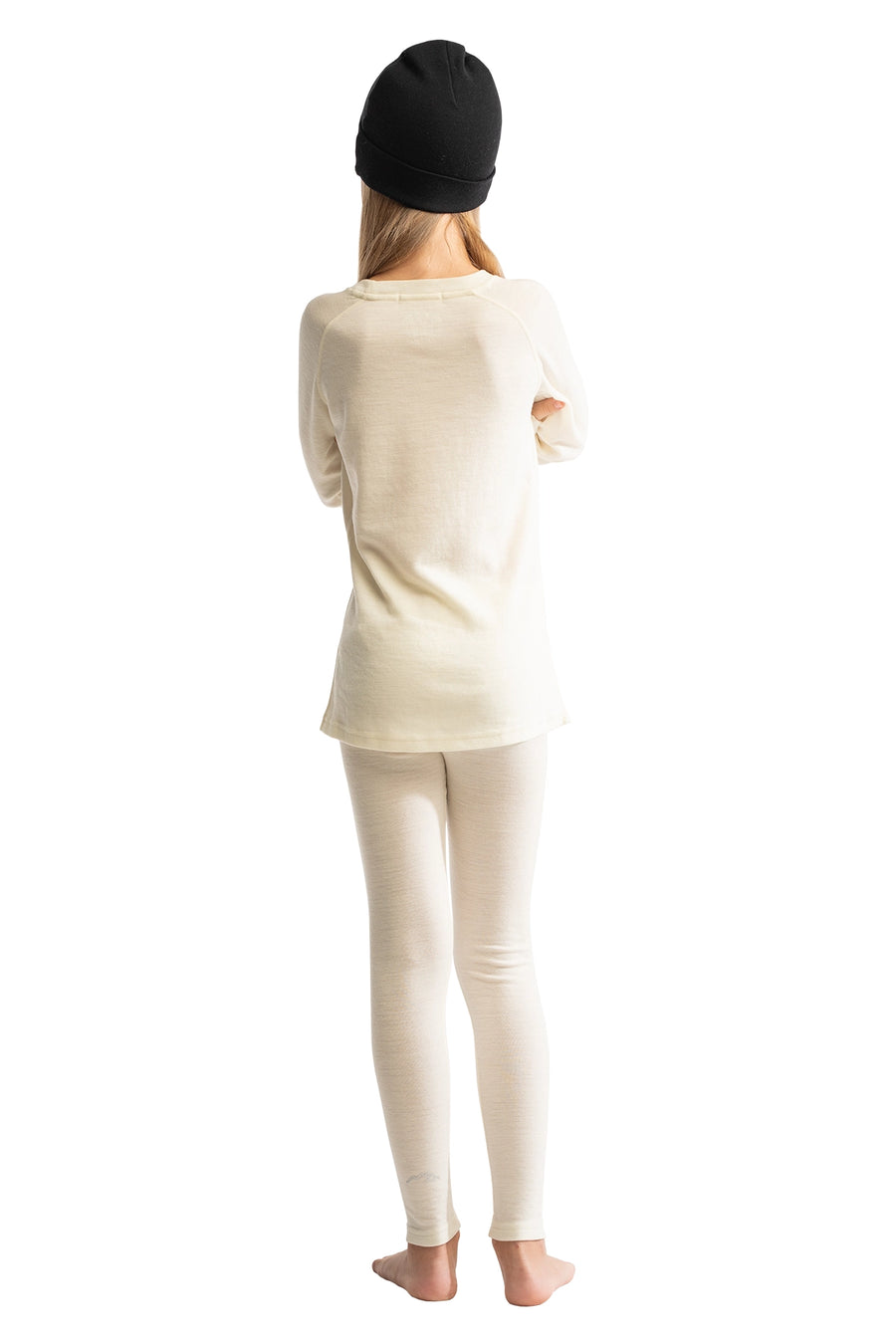 Kids' Merino Set Natural Merinos + Black Beanie — view 2