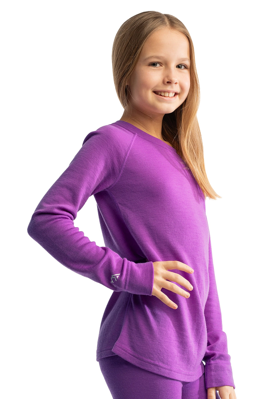 Kids' Merino Wool Long Sleeve 250 Violet Purple — view 3