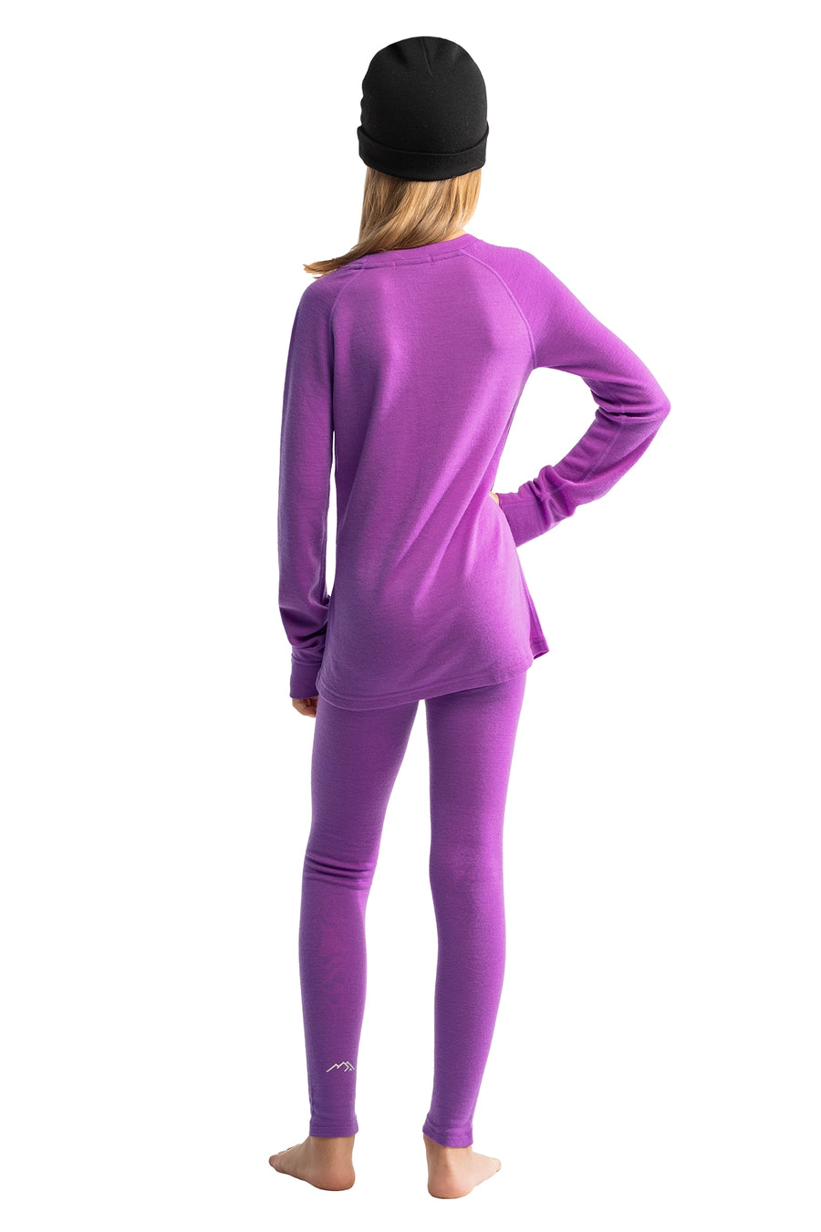 Kids' Merino Set Violet Purple + Black Beanie — view 2