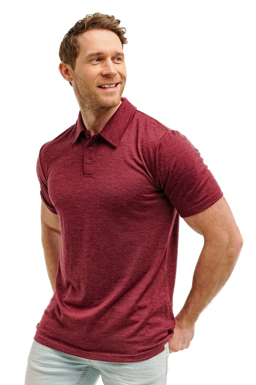 Men's Merino Polo 180 Burgundy — view 3