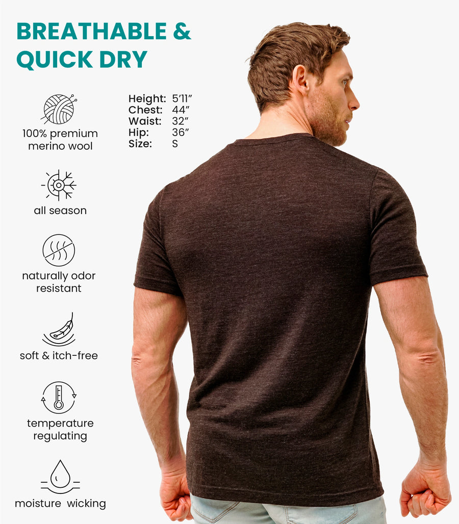 Men's Merino T-shirt 180 Metal Grey — back view