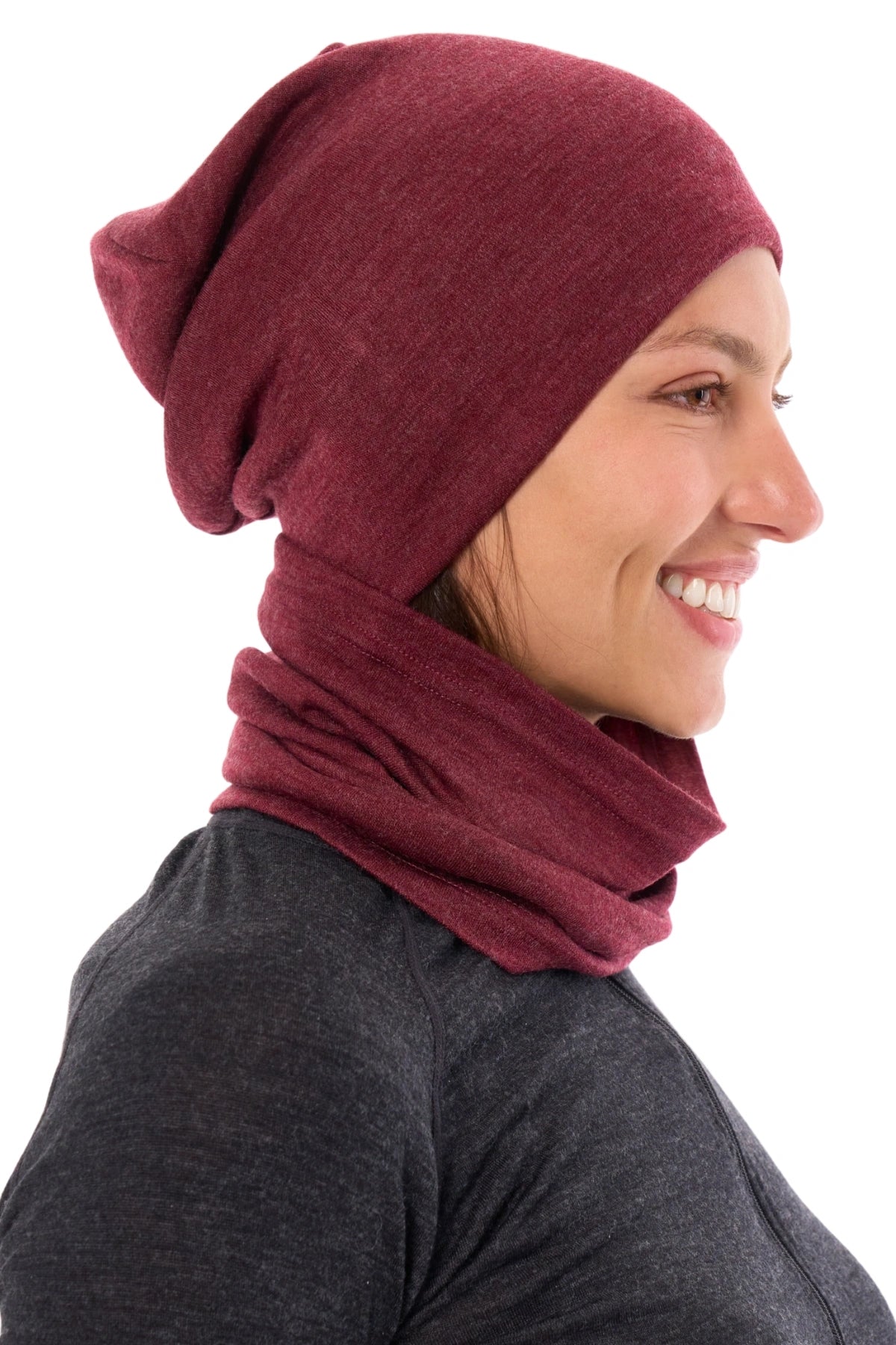 Adult Beanie Burgundy + Gaiter — view 5
