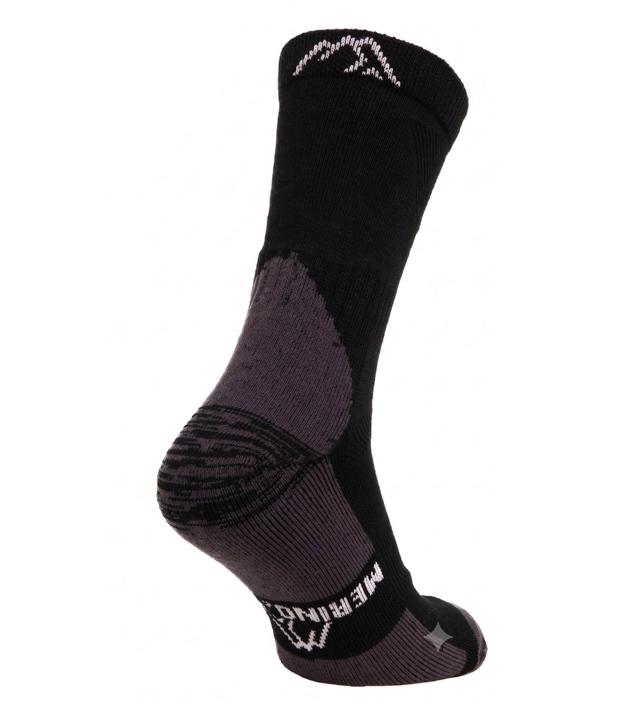 Merino Wool Hiking Socks, 3 pack, Coal Black — back view