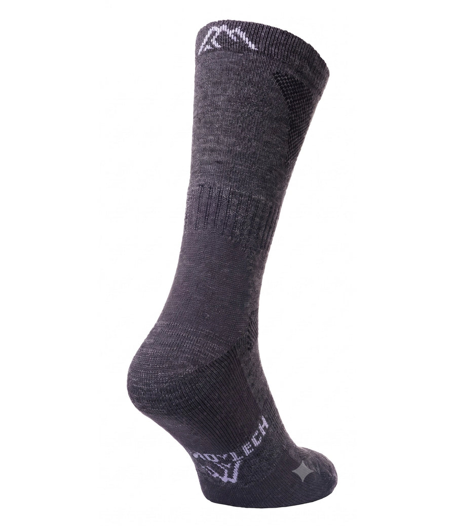 Merino Wool Hiking Socks, 3 pack, Dark Charcoal — back view