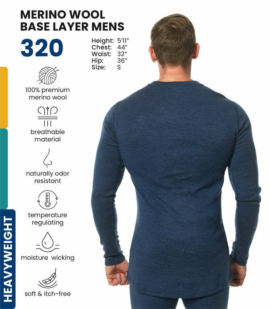 Men's Merino Long Sleeve 320 Navy — view 3