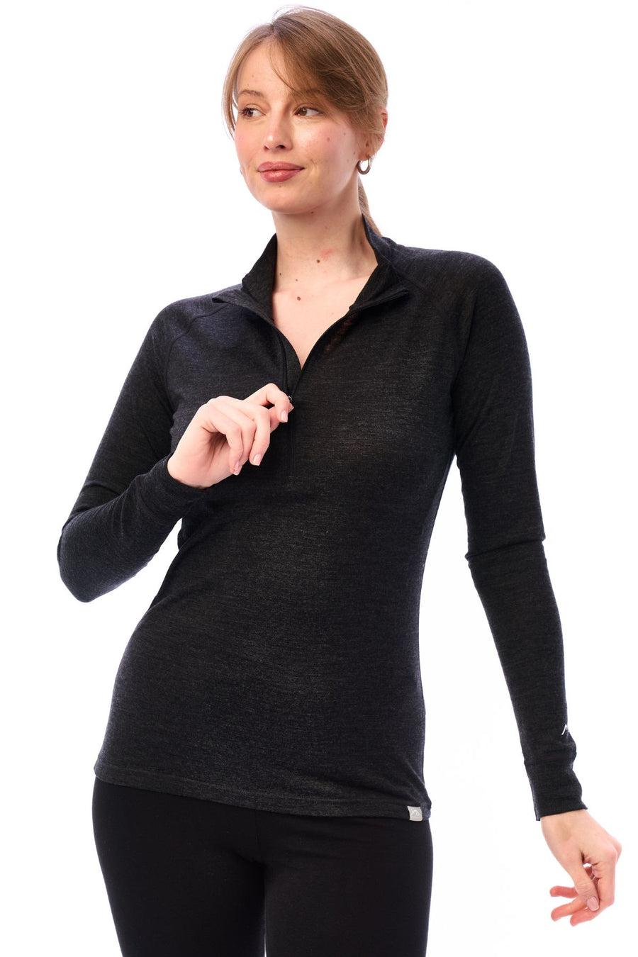 Women's Merino Half Zip Long Sleeve 165 Charcoal Grey — view 3