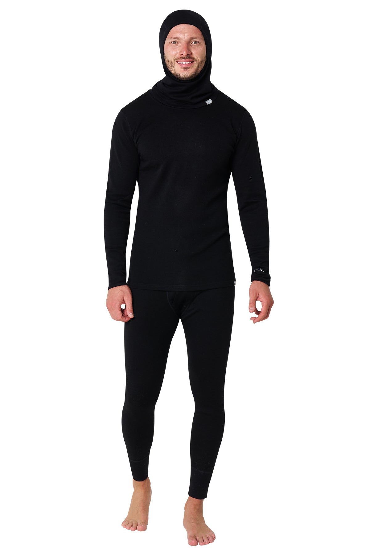 Men's Black Merino Wool Set 320 + Balaclava
