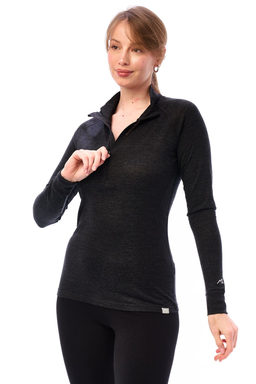 Women's Merino Half Zip Long Sleeve 165 Charcoal Grey — view 4