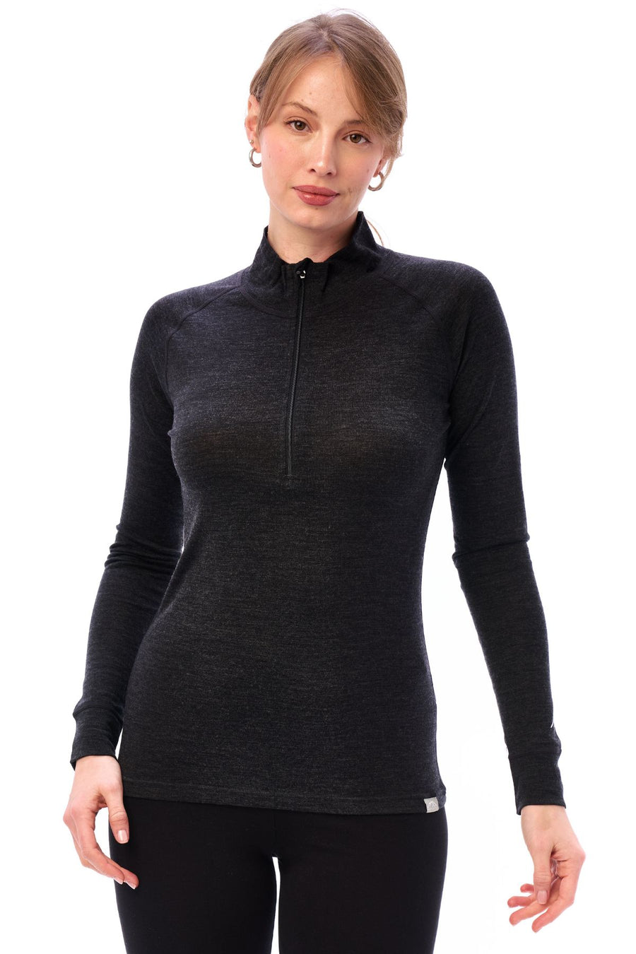 Women's Merino Half Zip Long Sleeve 165 Charcoal Grey — view 5
