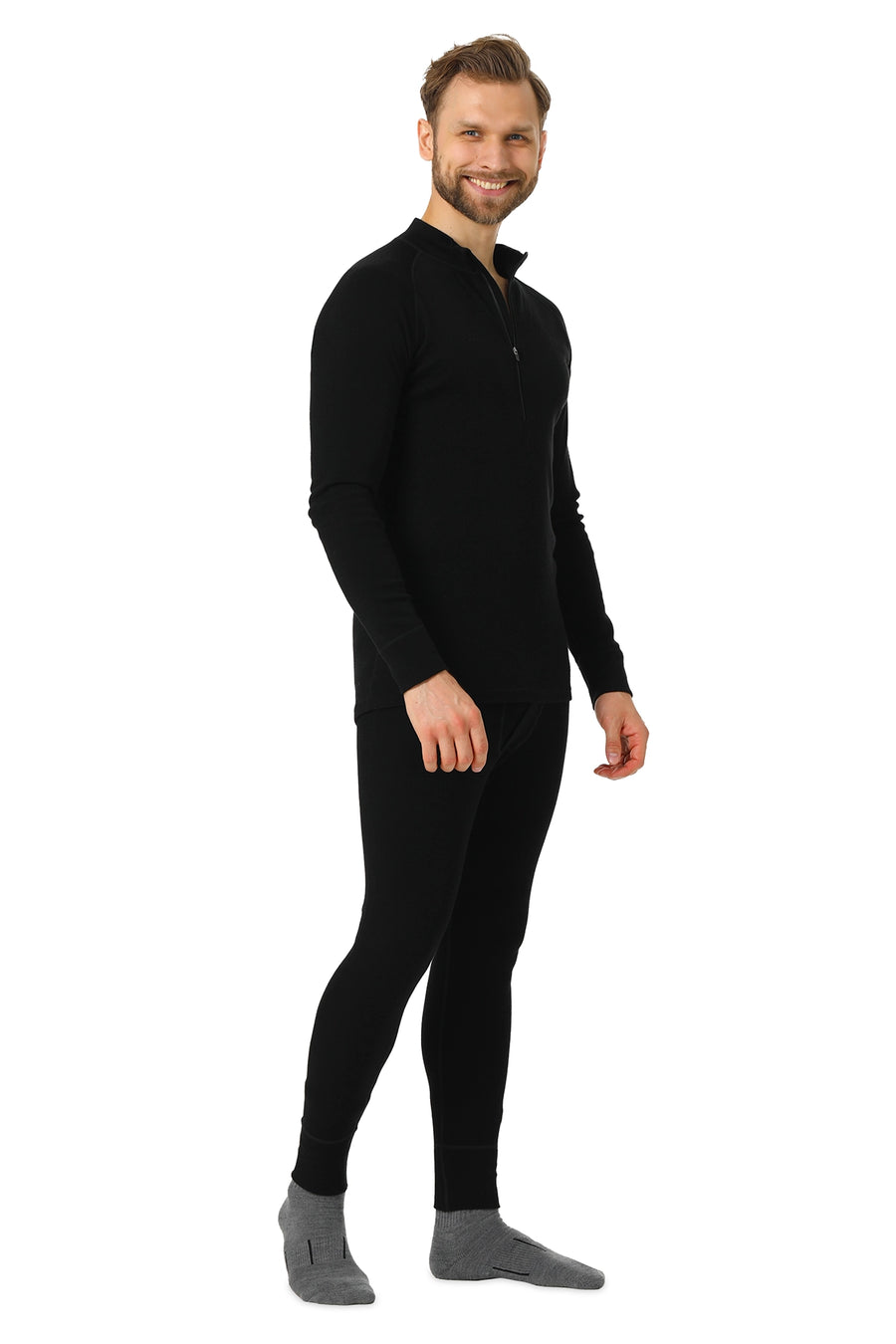 Men's Merino Thermal Set Zip 250 Black — view 4