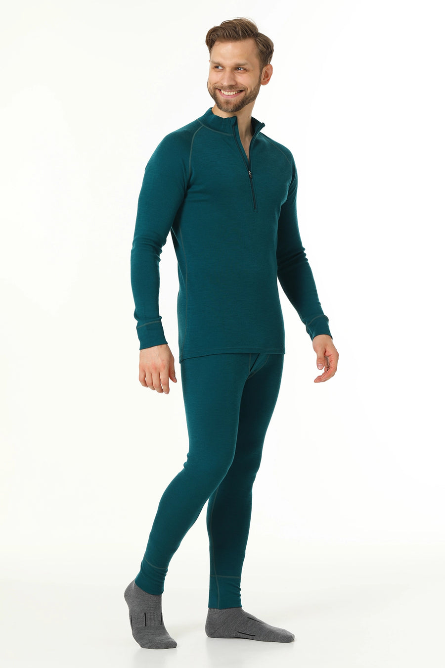 Men's Merino Thermal Set Zip 250 Deep Teal — view 3