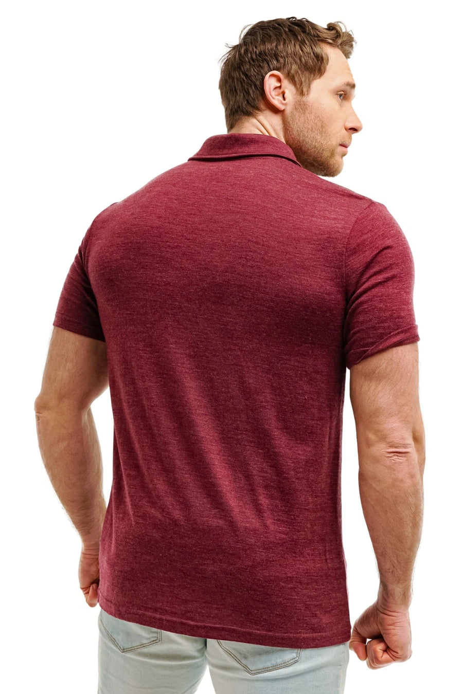 Men's Merino Polo 180 Burgundy — view 2