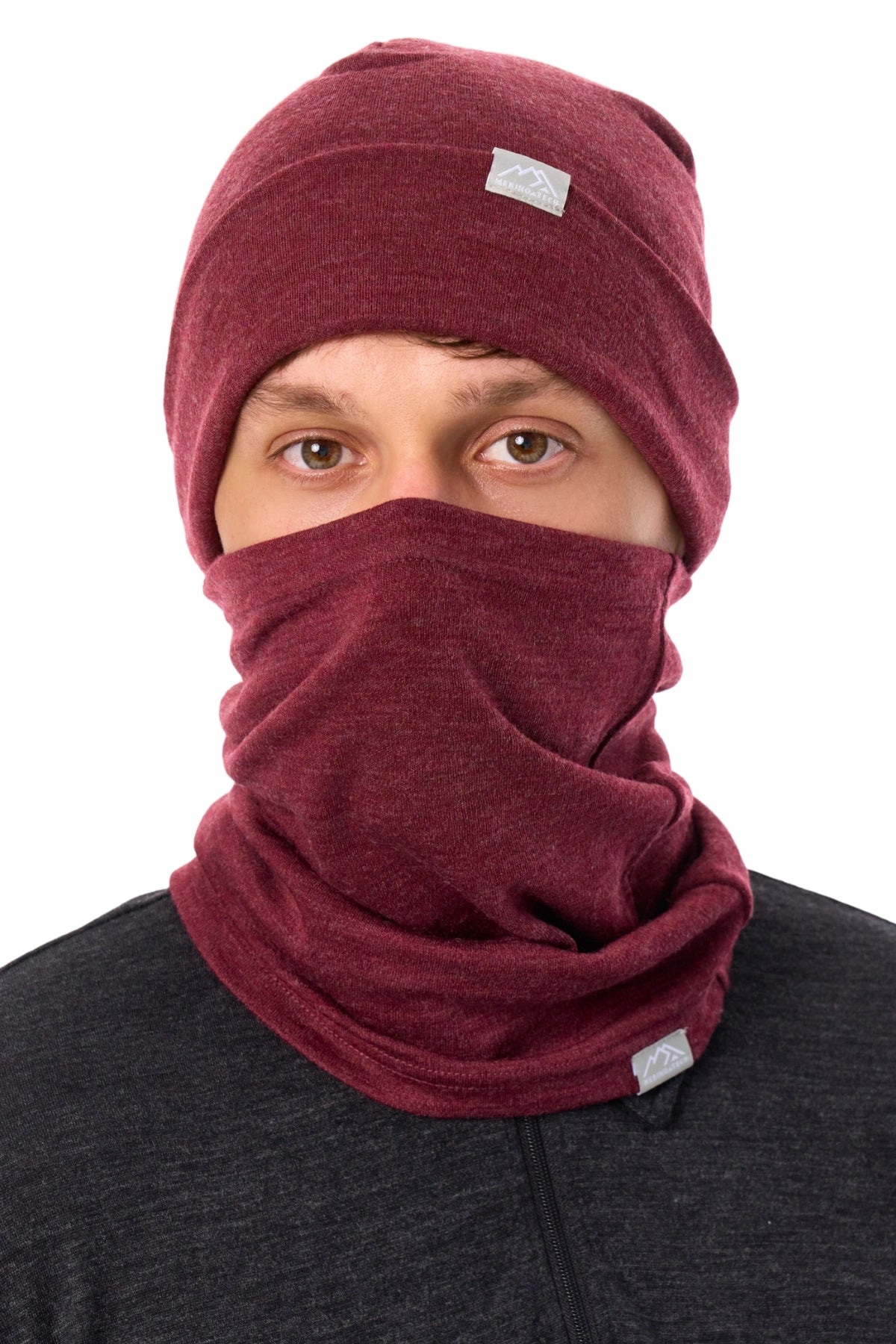 Adult Beanie Burgundy + Gaiter — view 3