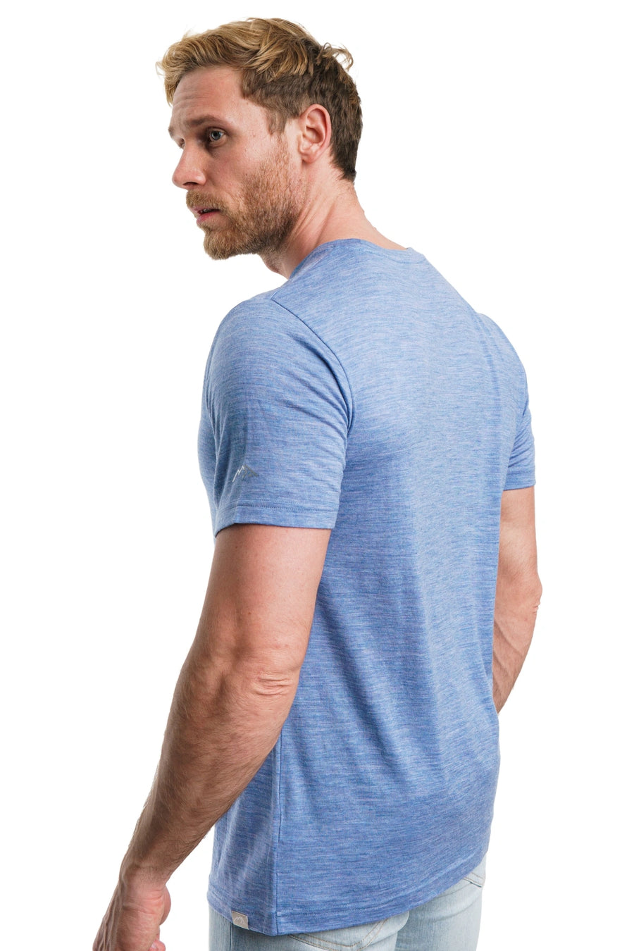 Men's Merino T-shirt 180 Deep Blue Melange with socks — view 2