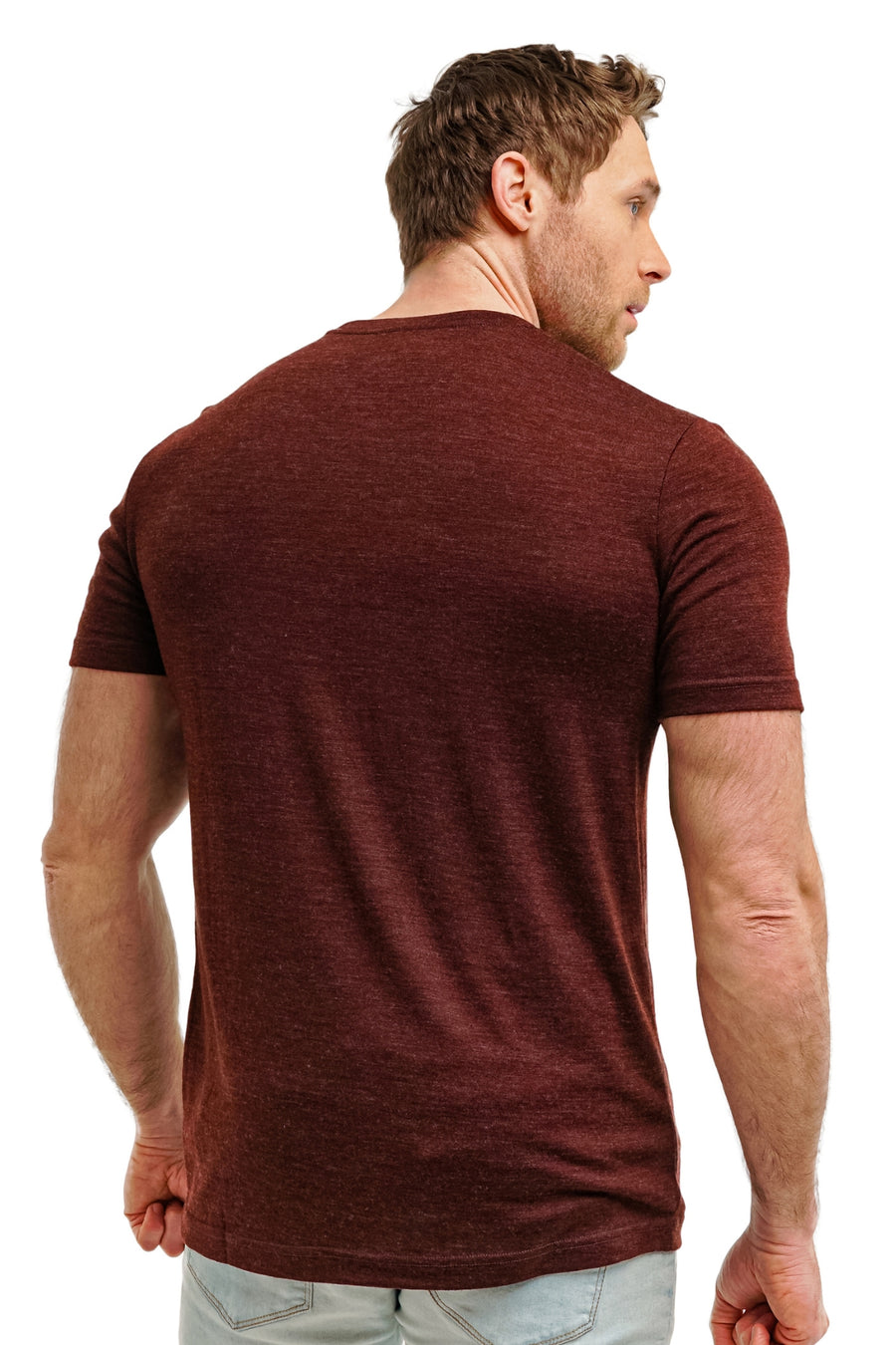 Men's Merino T-shirt 180 Bordo Wine Melange — view 2