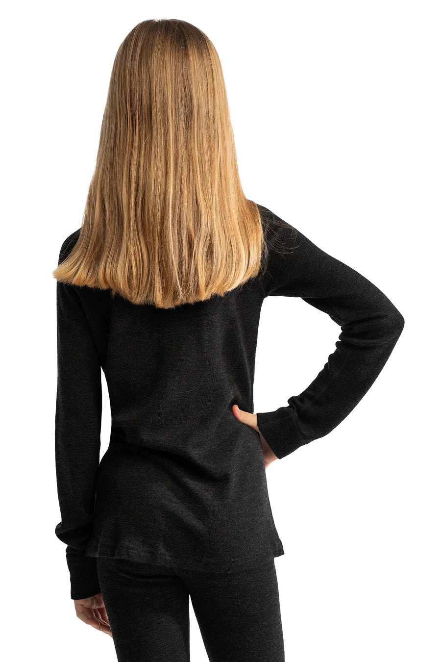 Kids' Merino Wool Long Sleeve 250 Charcoal Grey — view 2