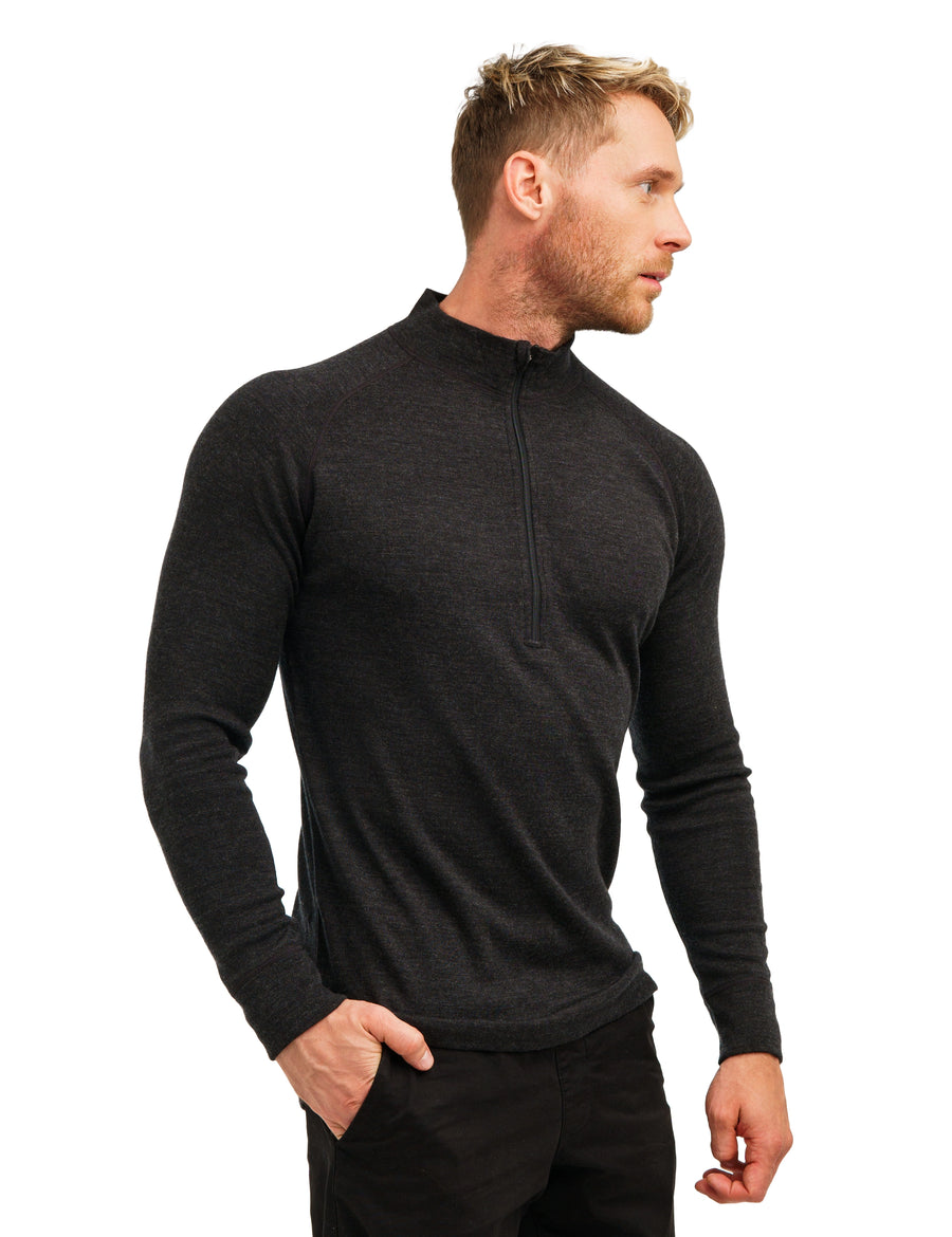 Men's Merino Half Zip Long Sleeve 250 Charcoal Gray — view 2