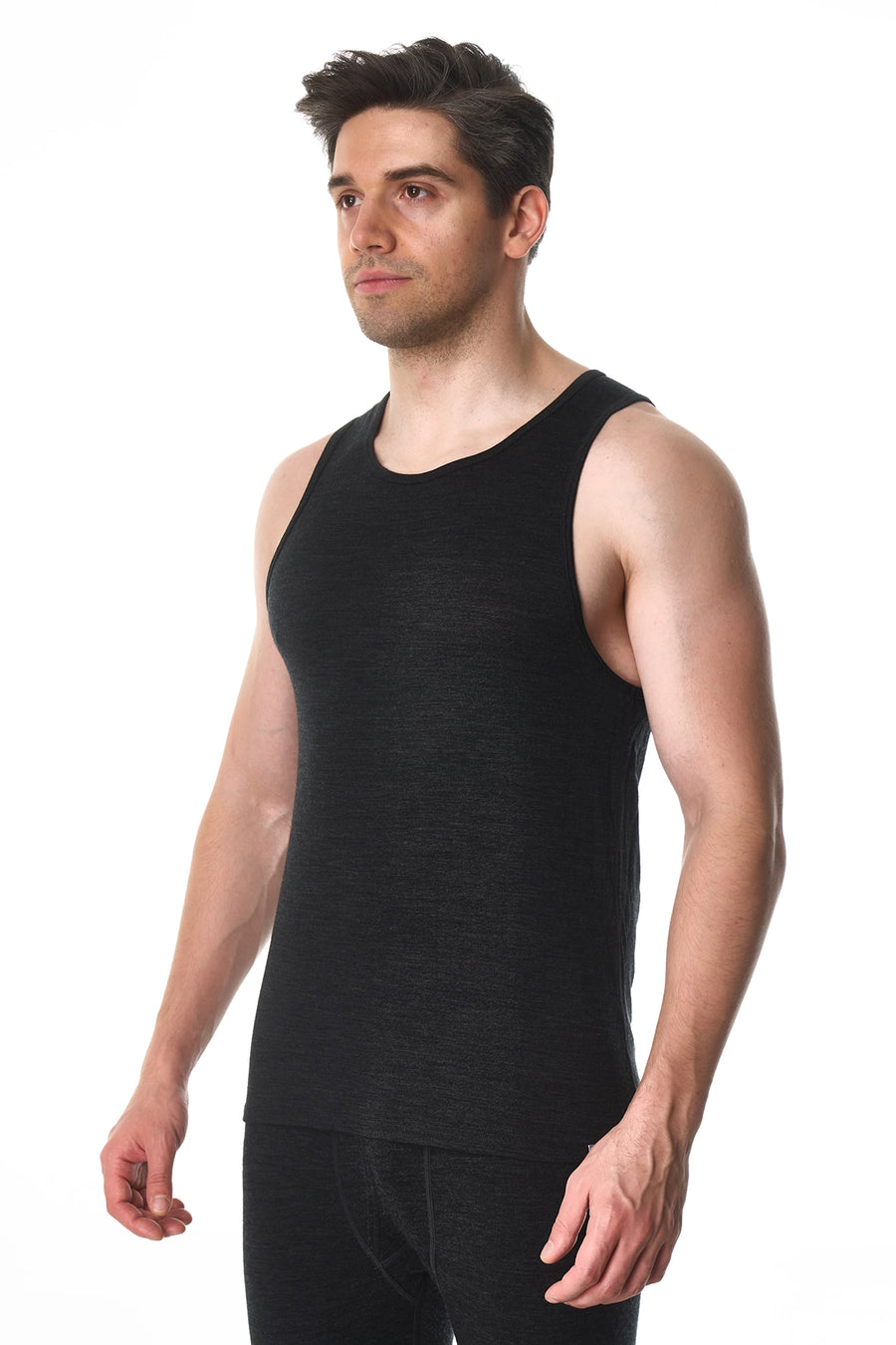 Men's Merino Wool Tank Top A-Shirt Charcoal Grey — view 3