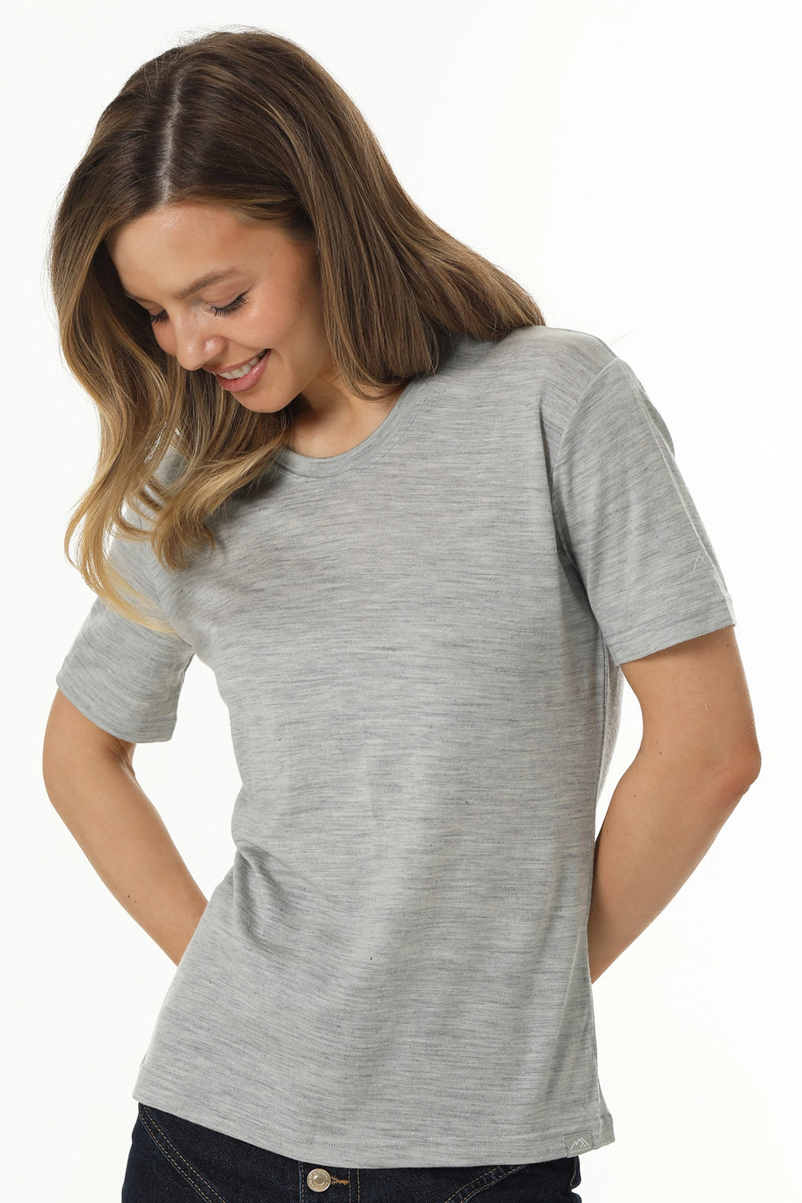 Women's Merino T-shirt 180 Heather Grey Crewneck — view 3