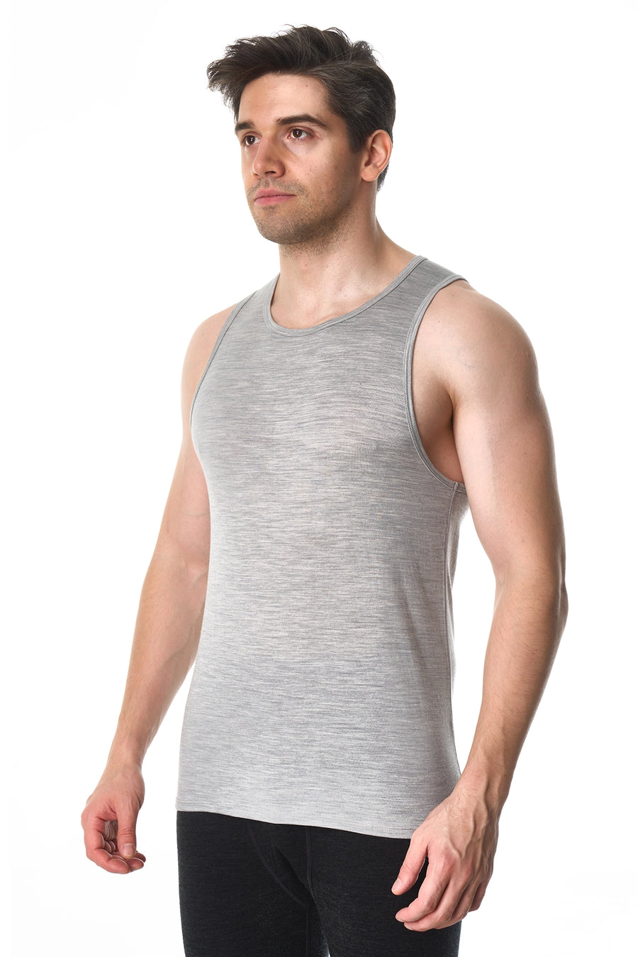 Men's Merino Wool Tank Top A-Shirt Heather Grey — view 3