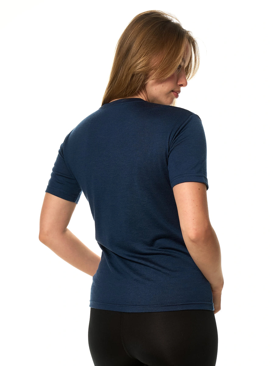 Women's Merino T-shirt 180 Navy Crewneck with socks — view 2