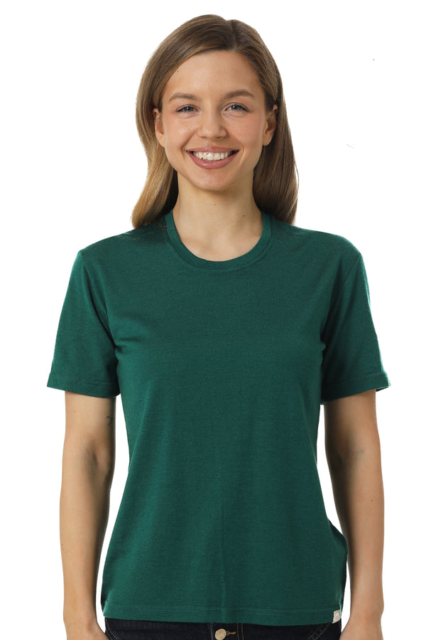 Women's Merino T-shirt 180 Forest Green Crewneck with socks