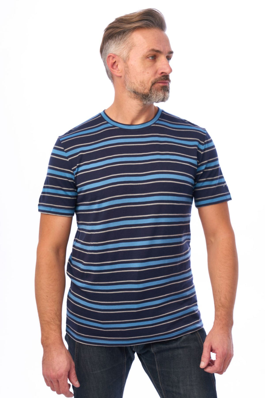 Men's Merino Sport T-shirt Black Sky Stripe — view 3