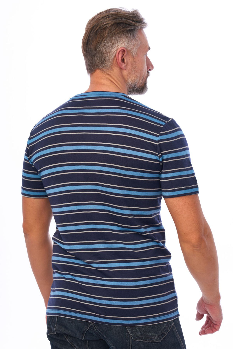 Men's Merino Sport T-shirt Black Sky Stripe — view 2