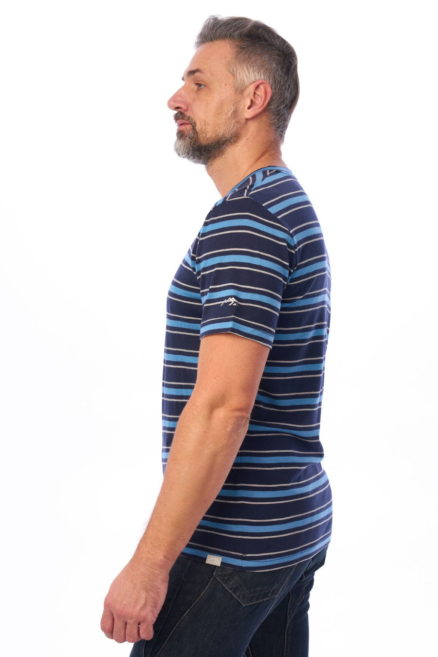 Men's Merino Sport T-shirt Black Sky Stripe — view 4