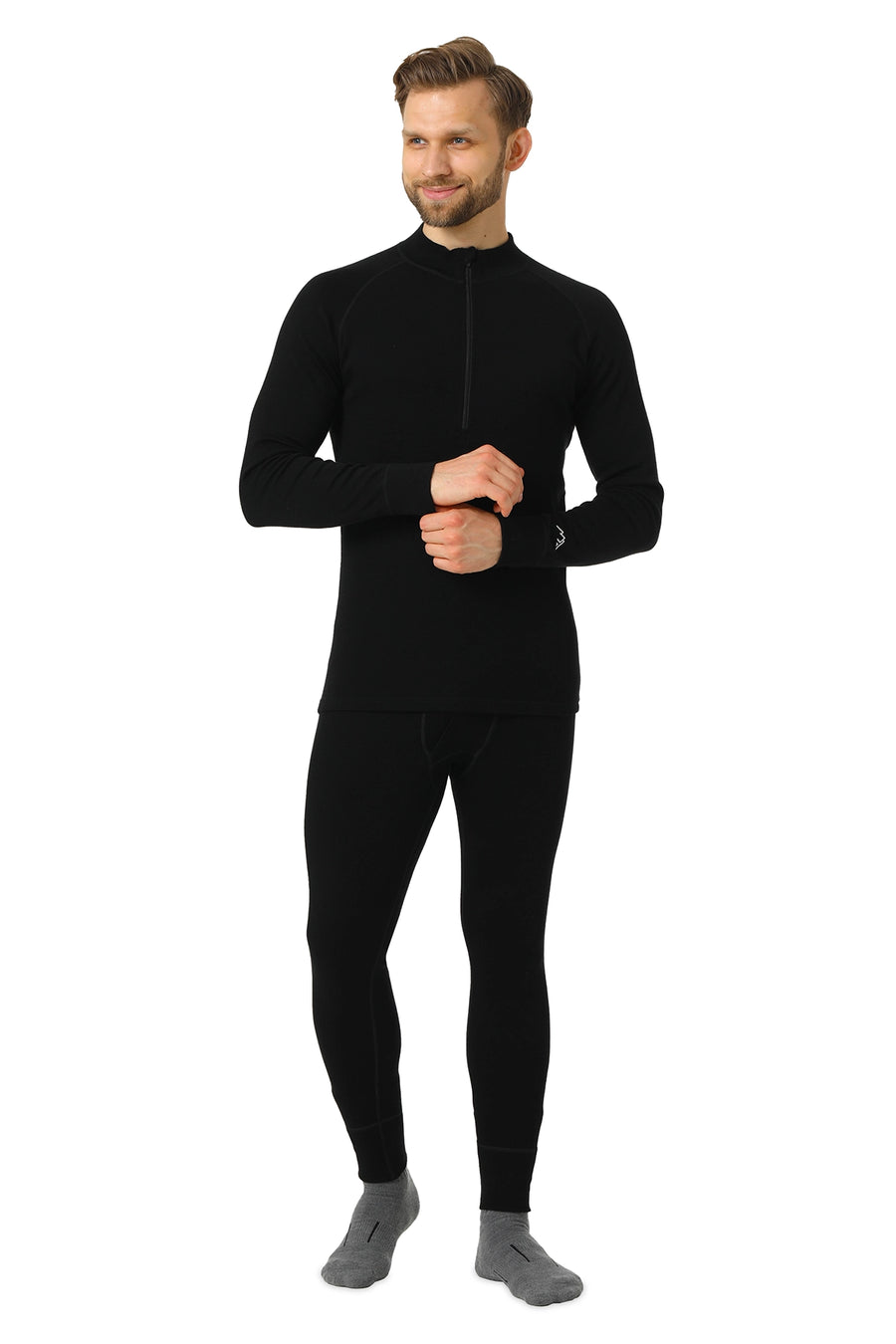 Men's Merino Thermal Set Zip 250 Black — view 3