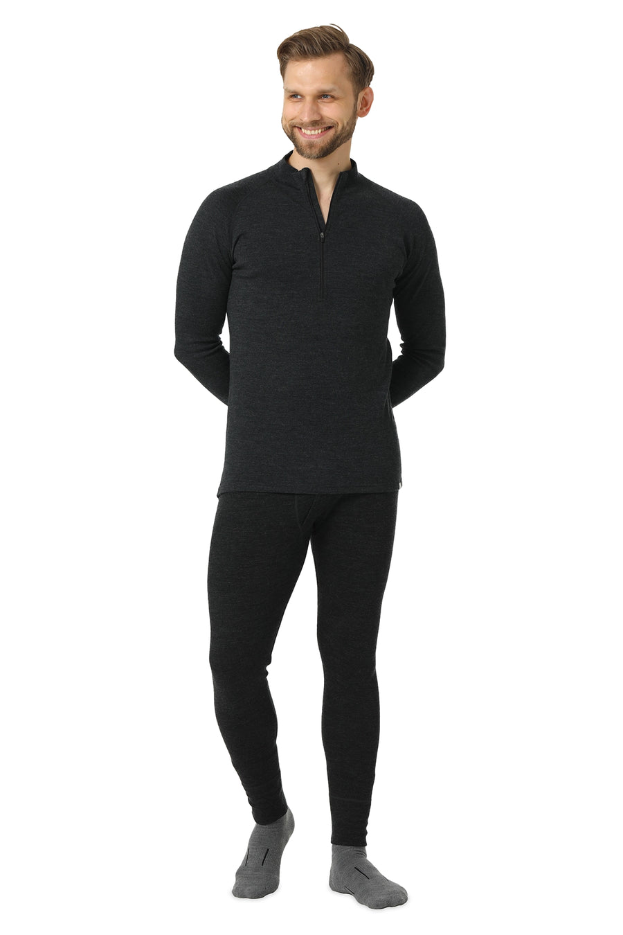Men's Merino Thermal Set Zip 250 Charcoal Grey — view 3