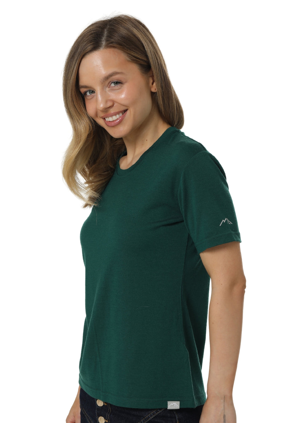 Women's Merino T-shirt 180 Forest Green Crewneck with socks — view 2