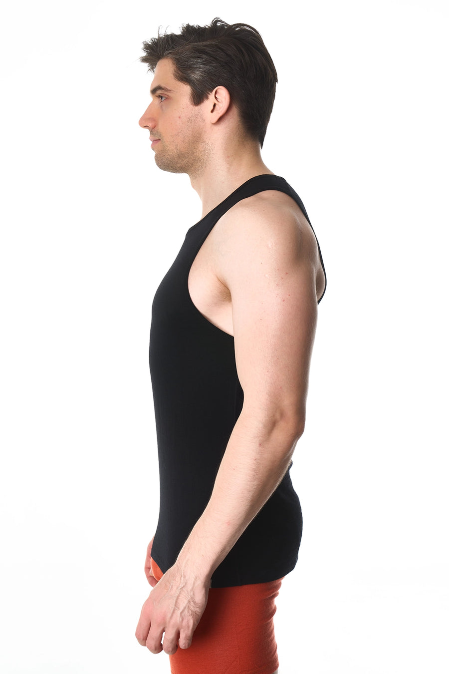 Men's Merino Wool Tank Top A-Shirt Black — view 5